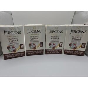 (4) Jergens Mild Coconut Bar Soap. 8 Bars Total, 3 Ounces Each